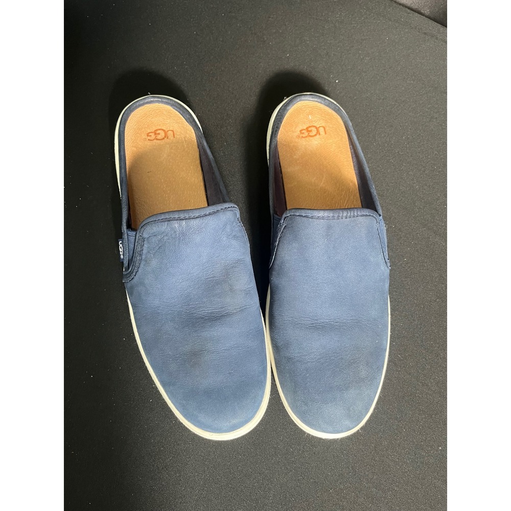 UGG Women's Size 10 Navy Blue Leather Slip On Loafers Casual Shoes 1098529